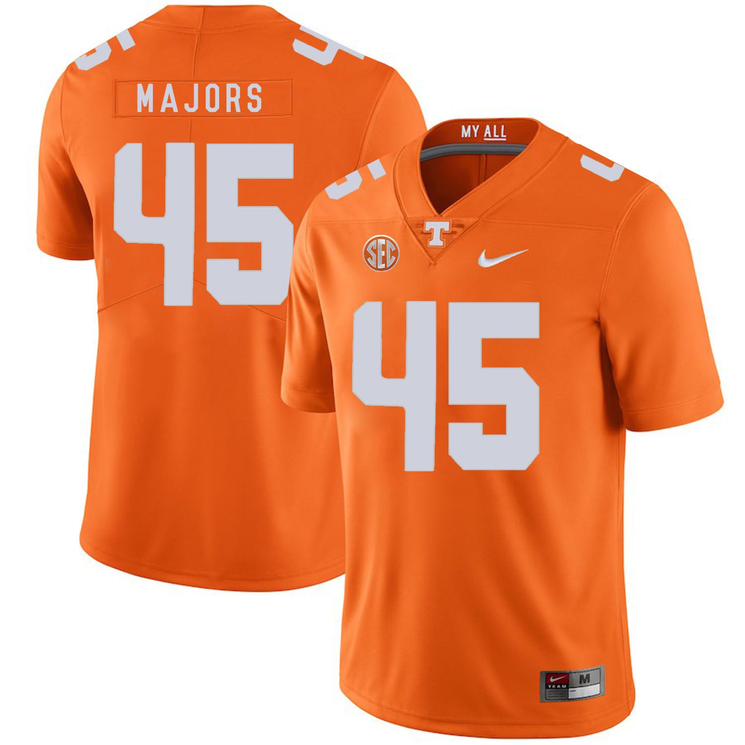 Men Tennessee Volunteers #45 Majors Orange Customized NCAA Jerseys->customized ncaa jersey->Custom Jersey